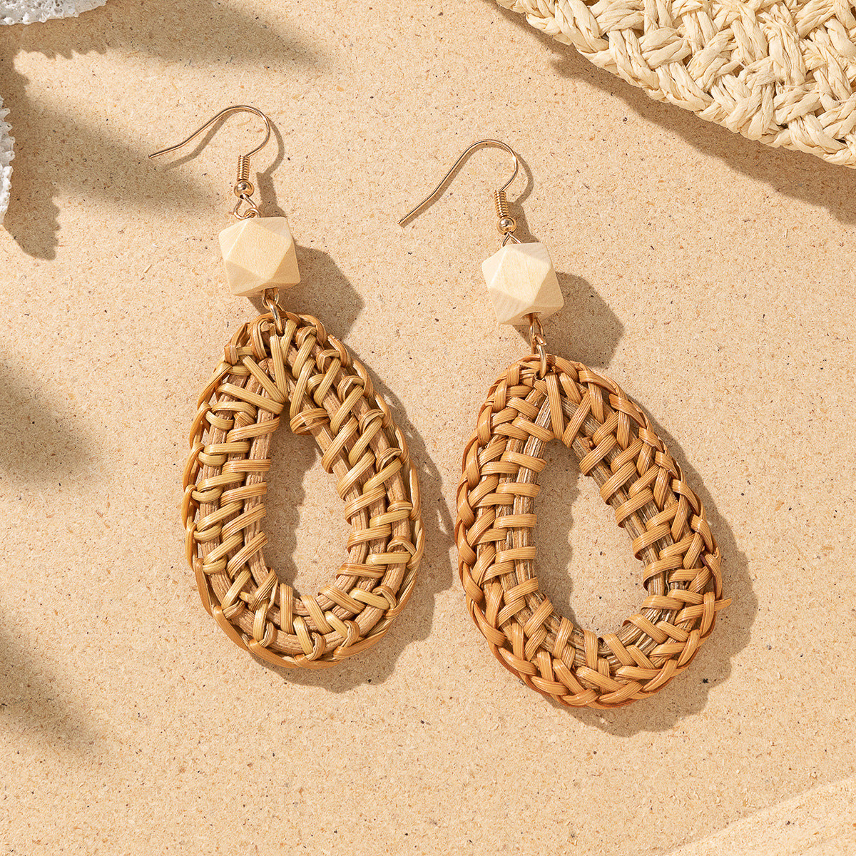 Vintage Wood Drop Shape Earrings