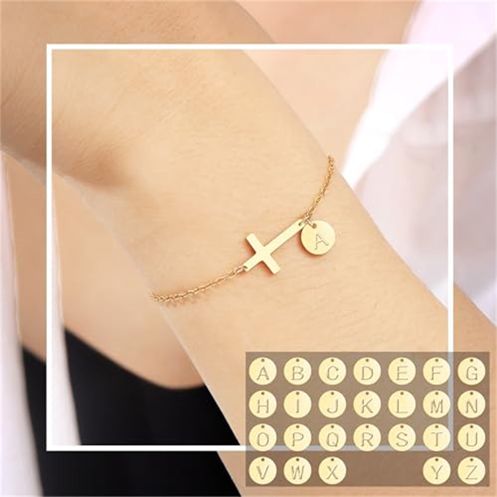 Round 26 Letters New Female Cross Bracelet Female