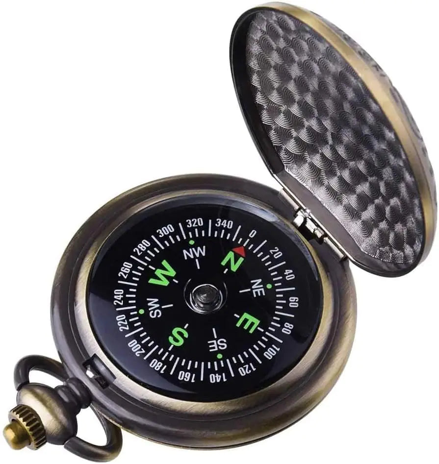 Camping Compass Survival Navigation Tool for Adult & Kids Pocket Orienteering Compass for Outdoor Camper Hiking Hunting Boating Backpacking Scout Activities Retro Nostalgic Watch StyleWaterproof